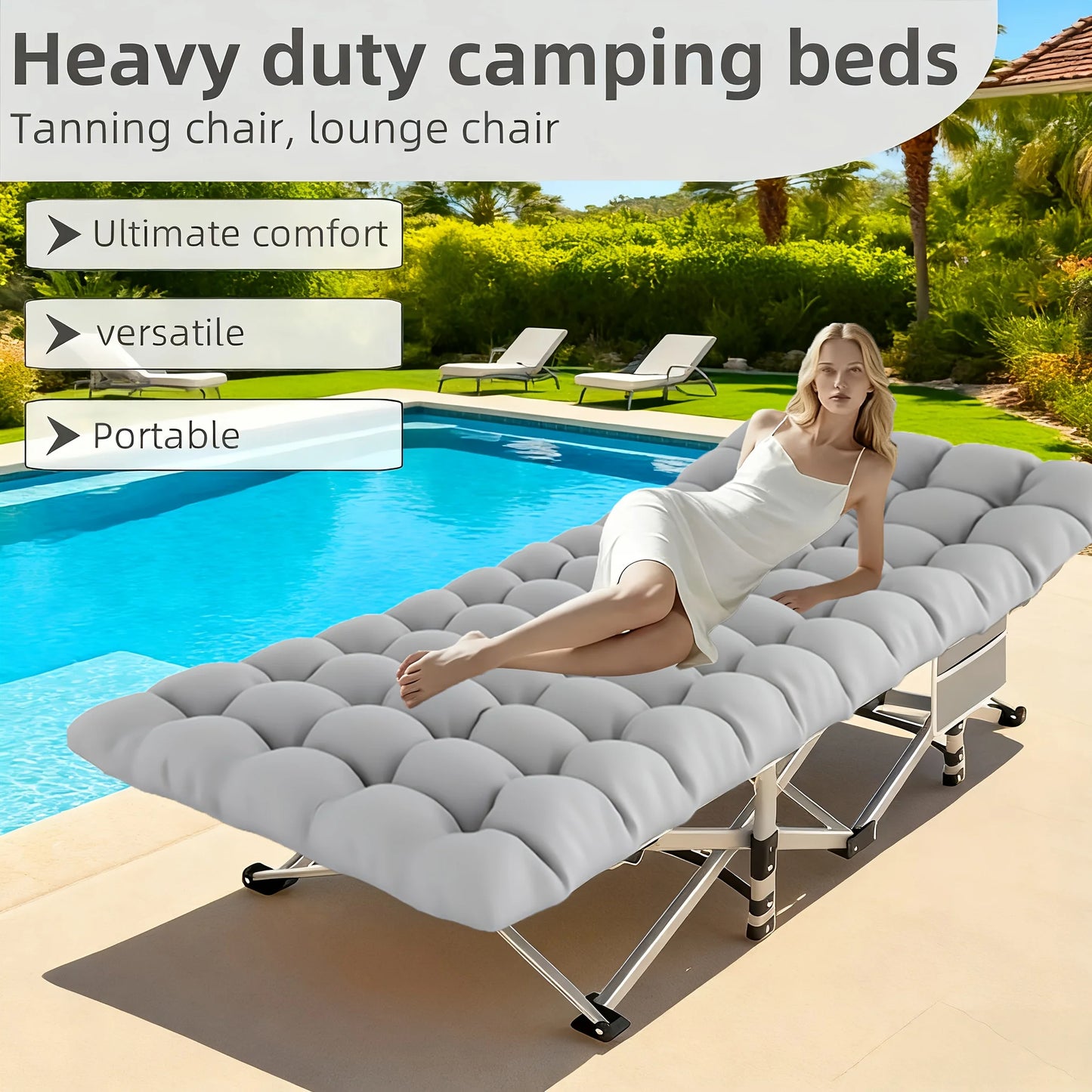 8-Leg Portable Adult Sleeping Cot with Carry Case