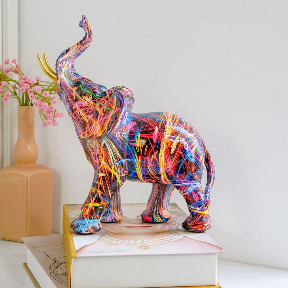 Modern Art Graffiti Elephant Sculpture