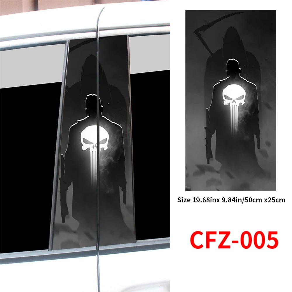 Punisher Skull Stickers Car B-pillar Sticker Waterproof