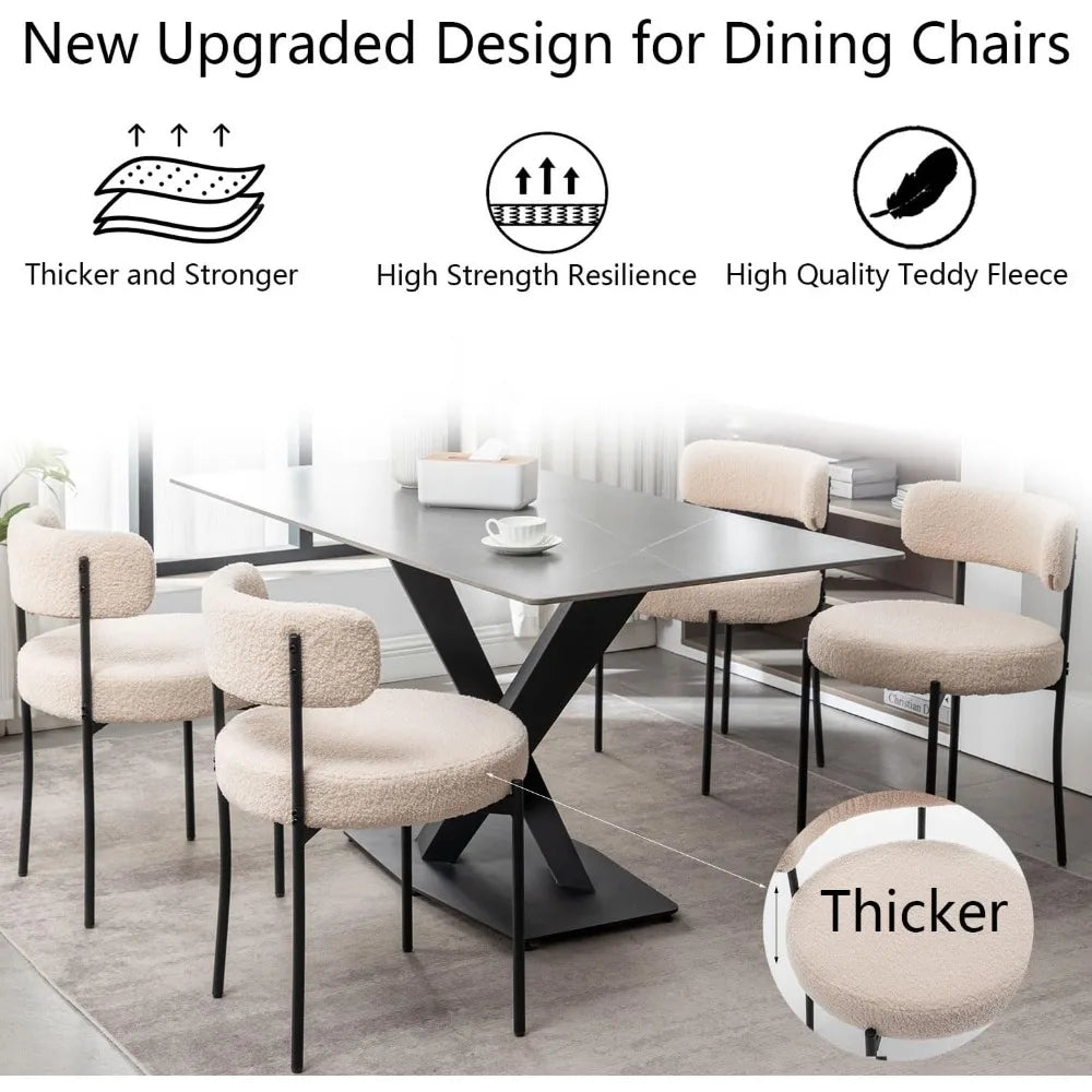 Set of 4 Round Modern Upholstered Dining Chair