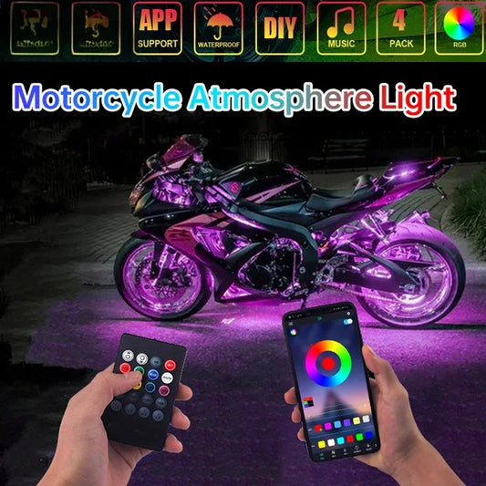Motorcycle RGB Remote APP Flexible Waterproof Sound Control Decorative Lamp Strip