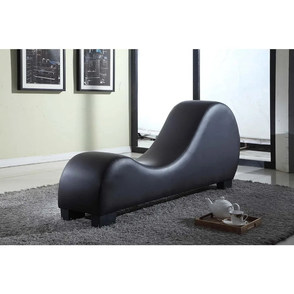 Modern Faux Leather Curved Lounge Chaise