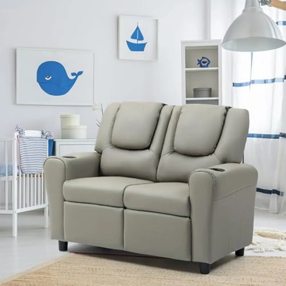 Double Recliner Toddler Loveseat W/Adjustable Footrest & Headrest