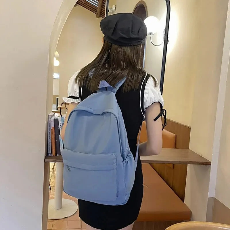 Student Backpack Preppy Style Solid Color