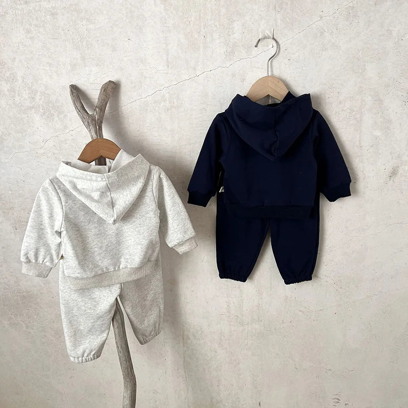 MILANCEL Letter Print Hoodie and Full Length Pants Toddler Outfit