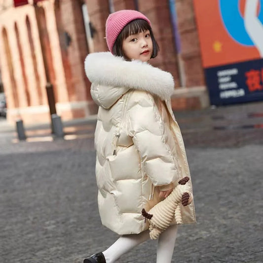 Girls Thicken Warm Jacket Glossy Casual Outerwear