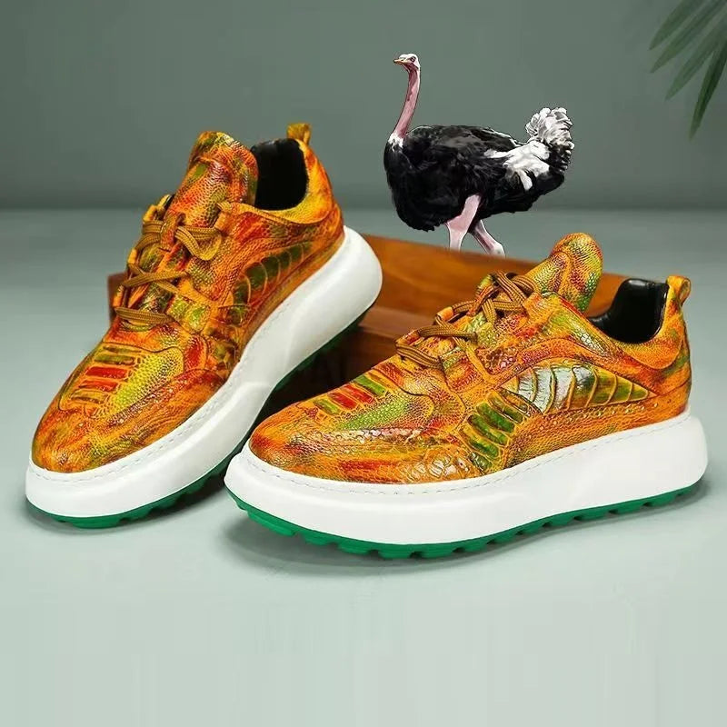 Fashion Ostrich skin genuine leather shoes