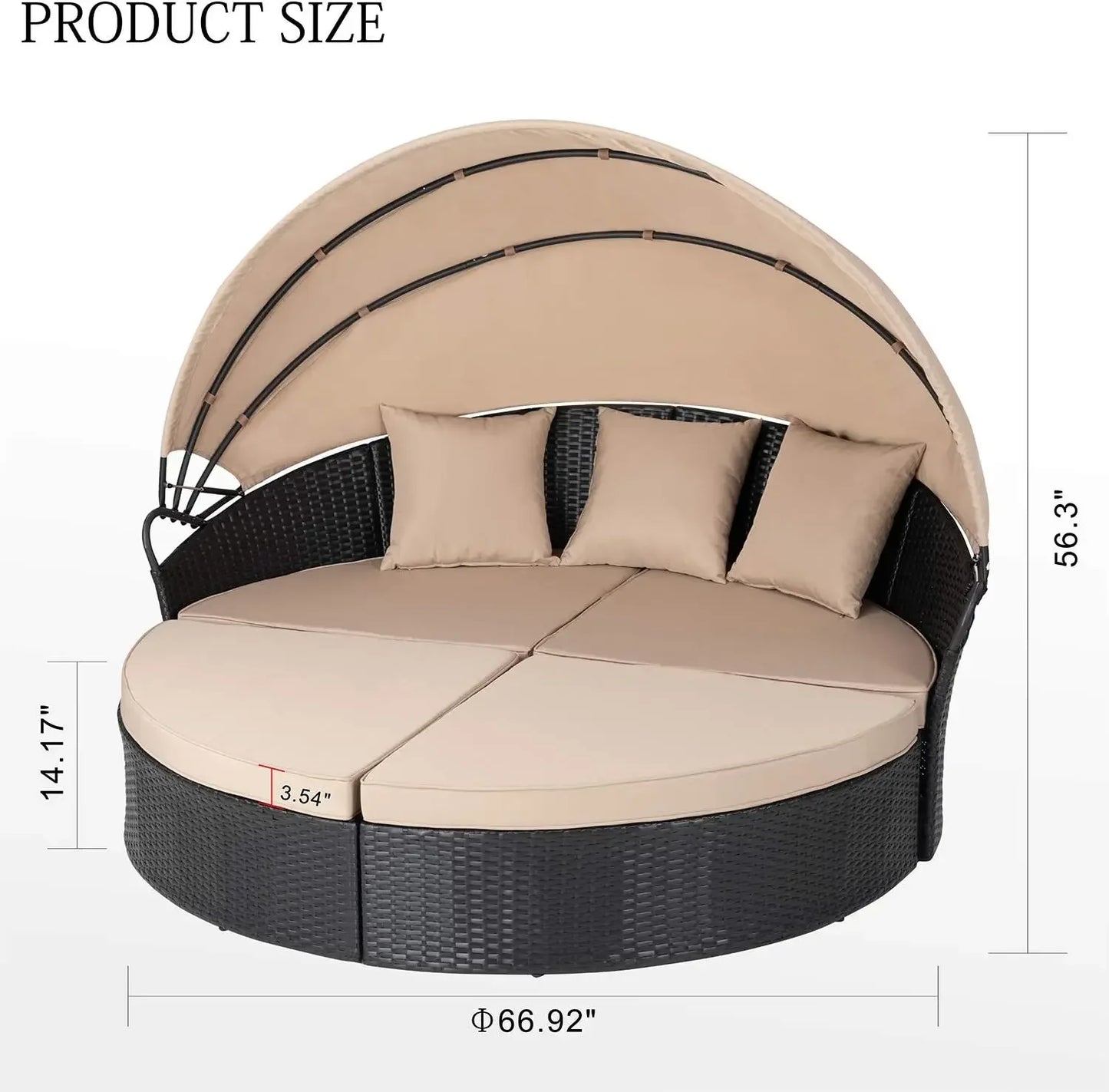 Outdoor Round Daybed with Retractable Canopy