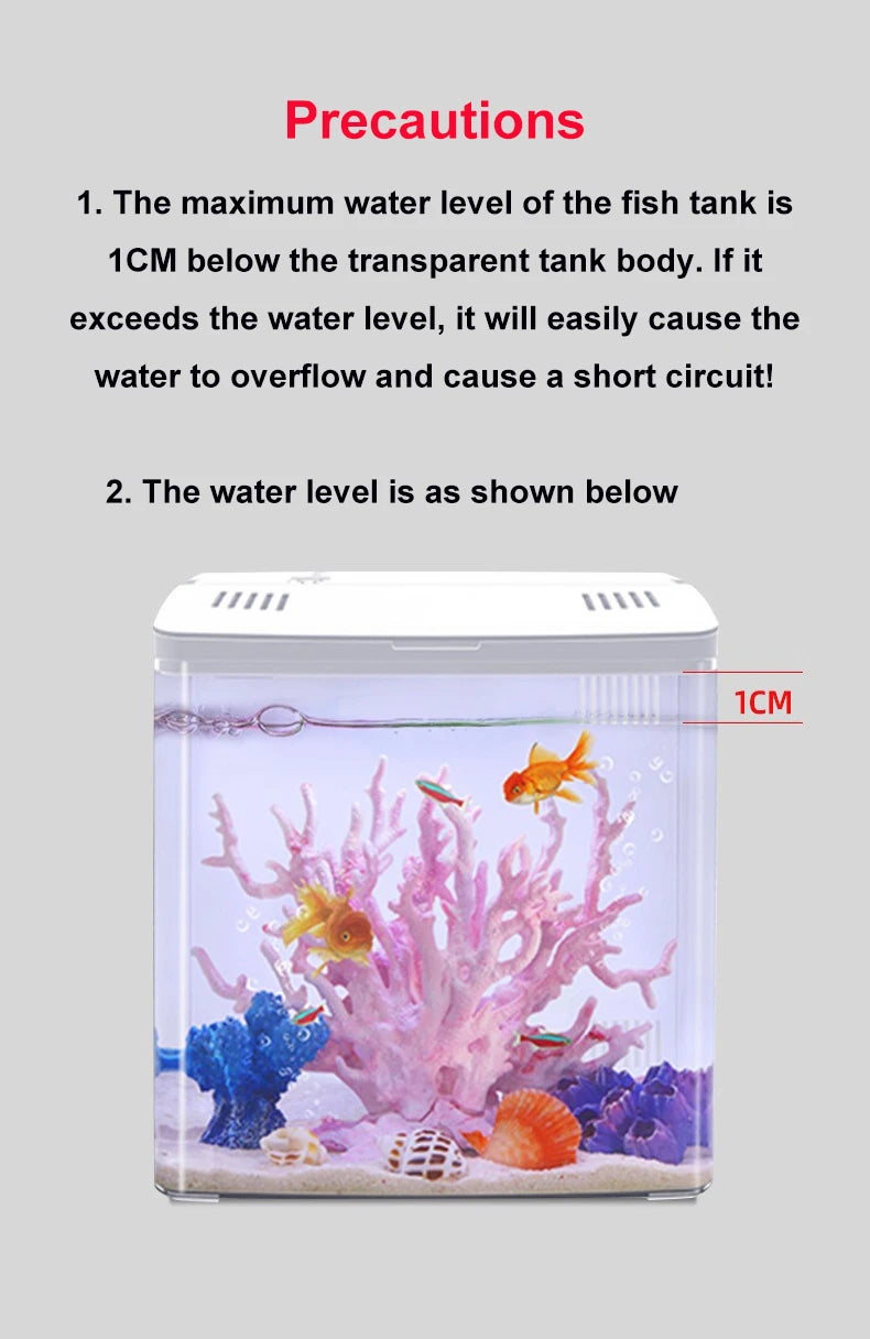 USB Desktop Fish Tank 5L No Need To Change Water Self-circulating