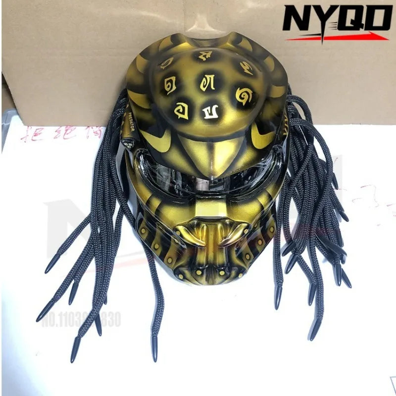 Motorcycle Helmet Predator with Braids