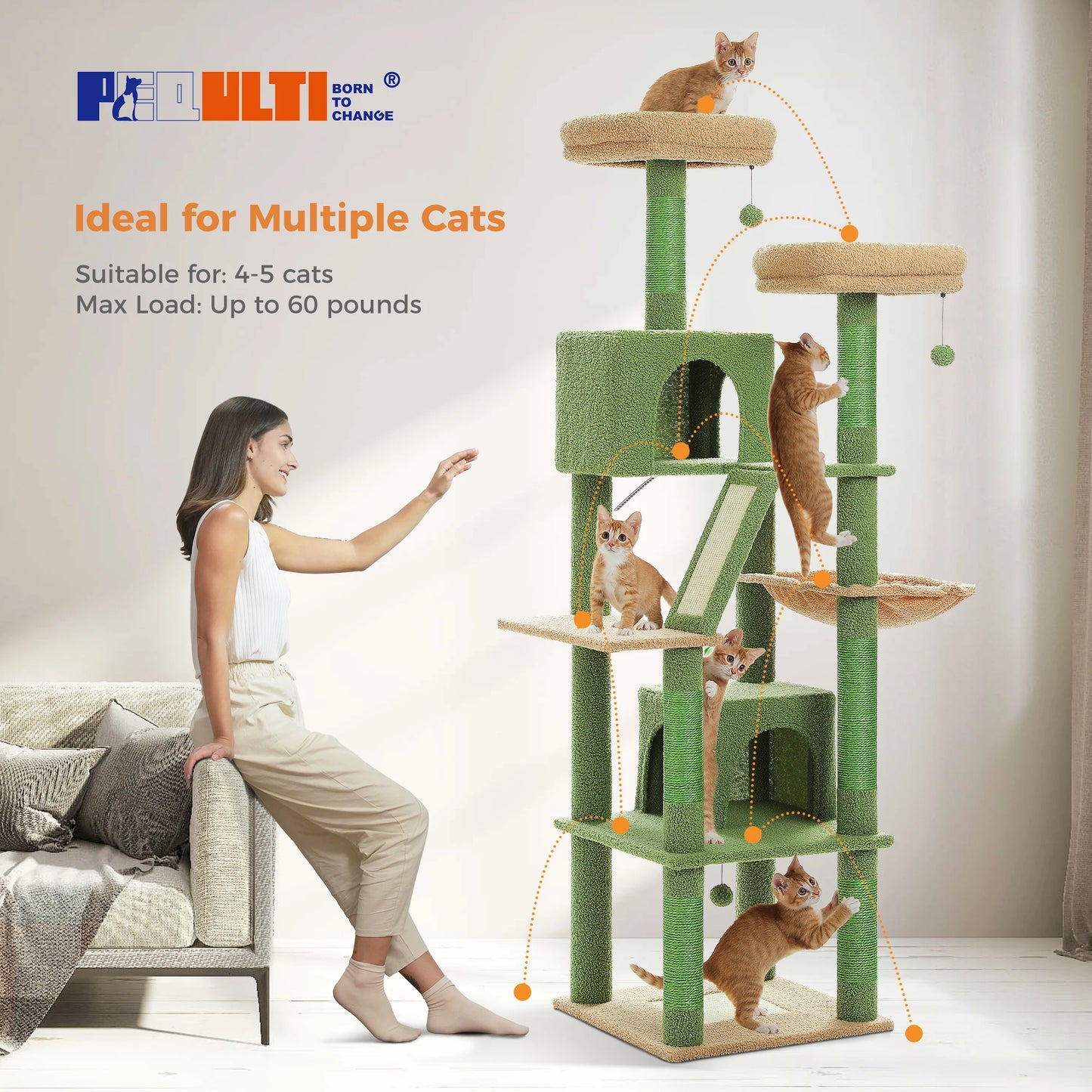 Multi-Level Cat Tree with Scratching Posts