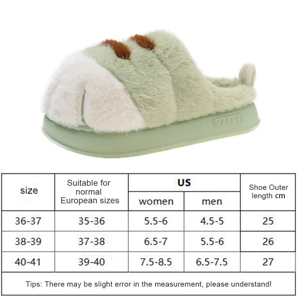 Cat Paw Plush Slip-on House Shoes