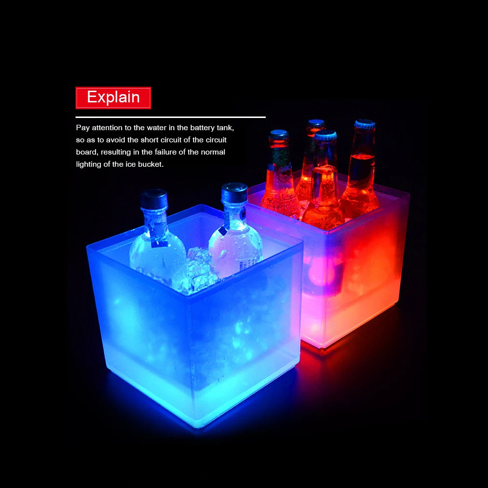 3.5L LED Colorful Double Layer Square Bar Ice Bucket