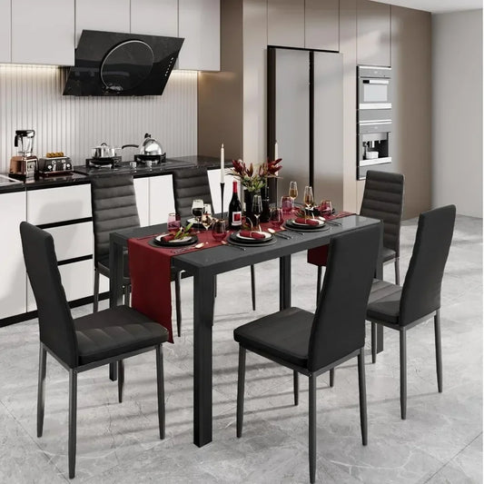 7 Piece Kitchen Table and Chairs Set for 6