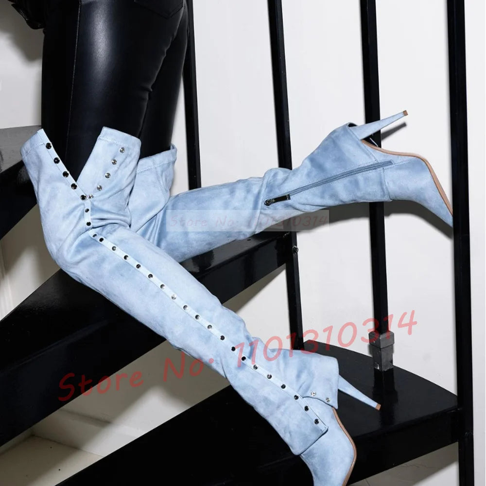 Streetwear High Heel Suede Pointy Boots