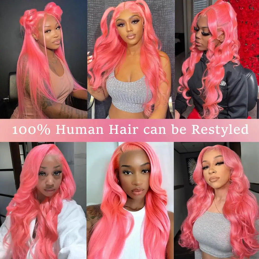 Pink Lace Front Wig Human Hair 13x4