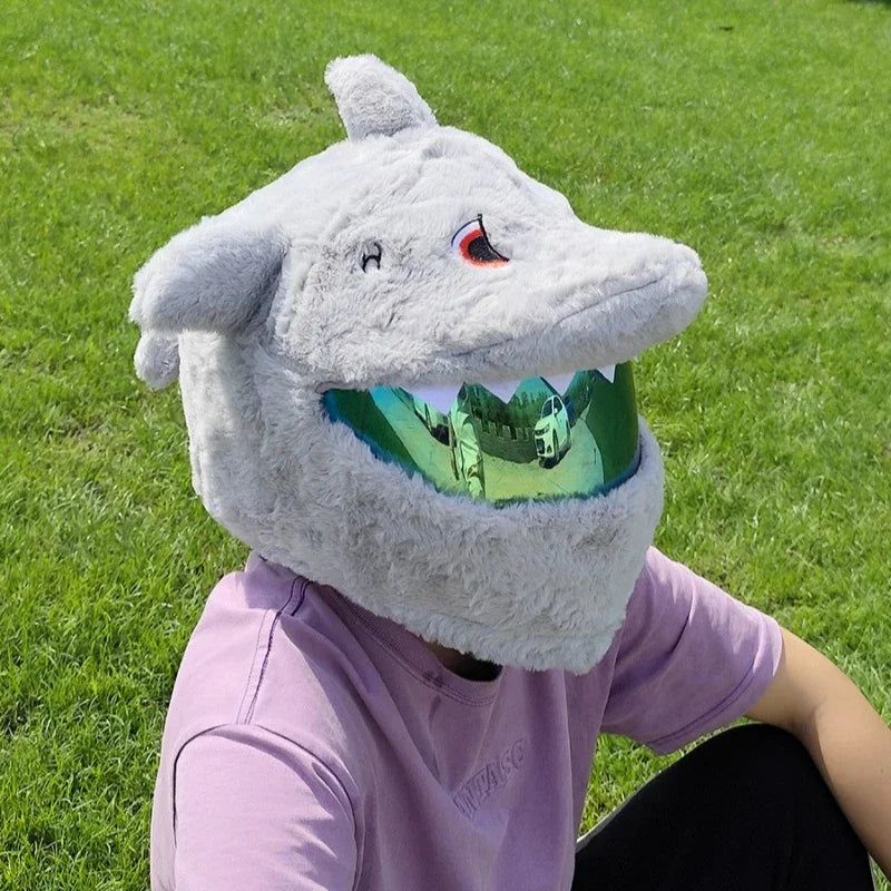 Cartoon Motorcycle Helmet Cover Fluffy Plush