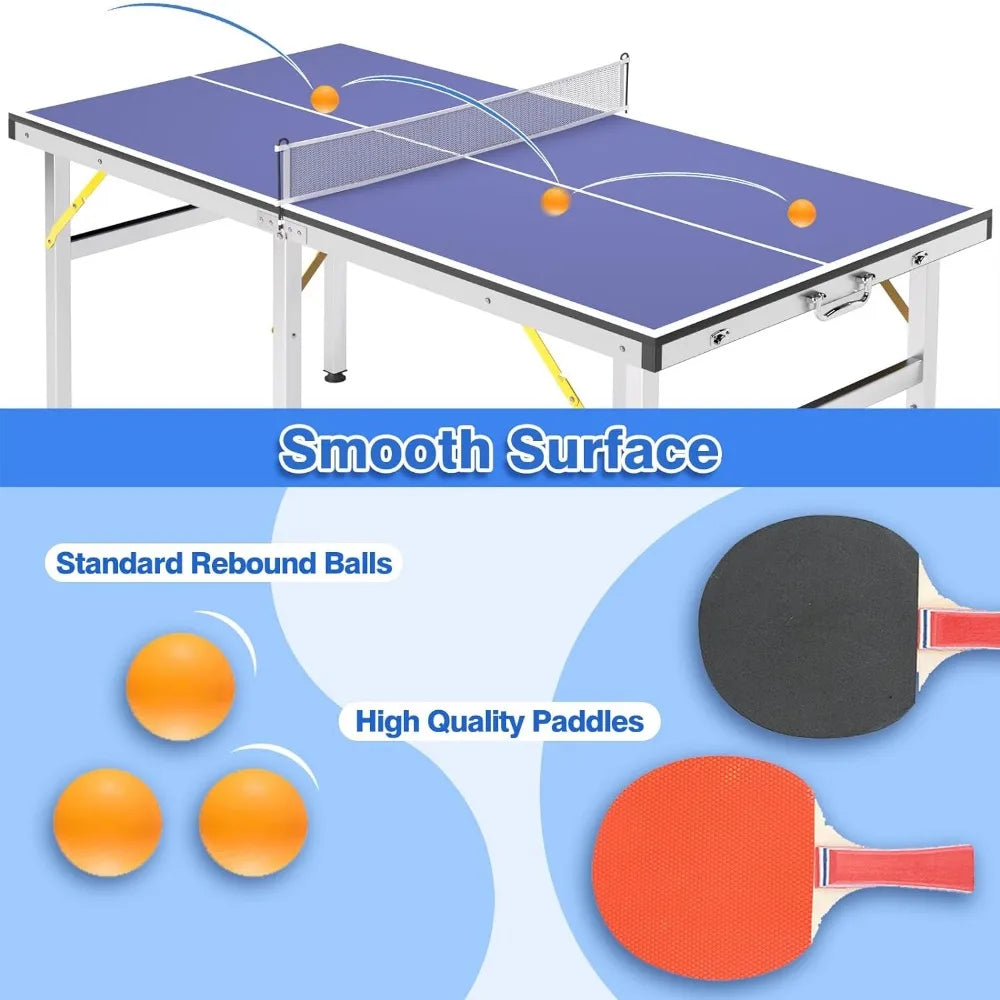 Ping Pong Table Foldable Portable Table Tennis Set