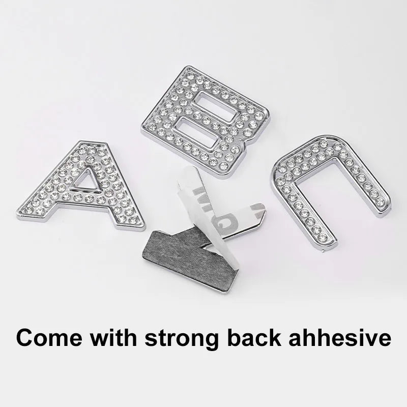 Silver Rhinestone Letters Numbers Car Stickers for Women and Girls
