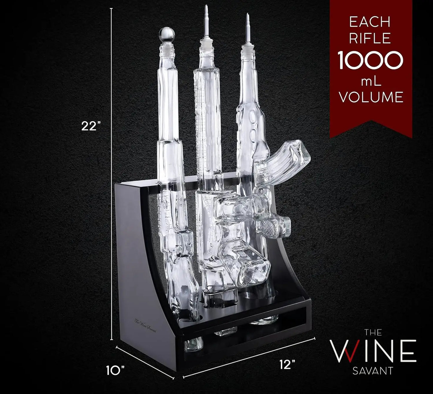 3 Rifle Whiskey Decanters Set
