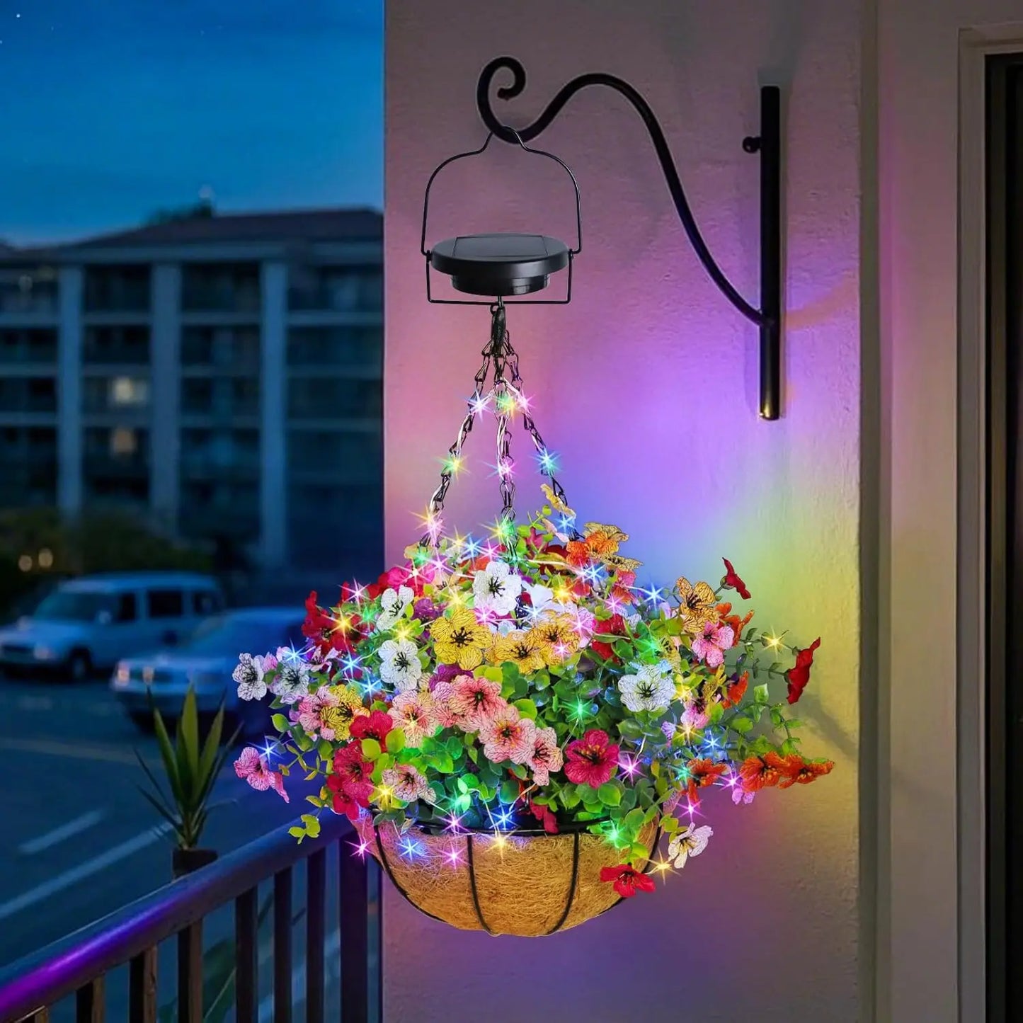Solar-Powered Hanging Flower Basket