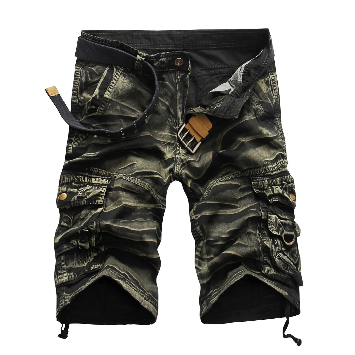 Men's Multi-Pocket Solid Color Casual Cargo Shorts