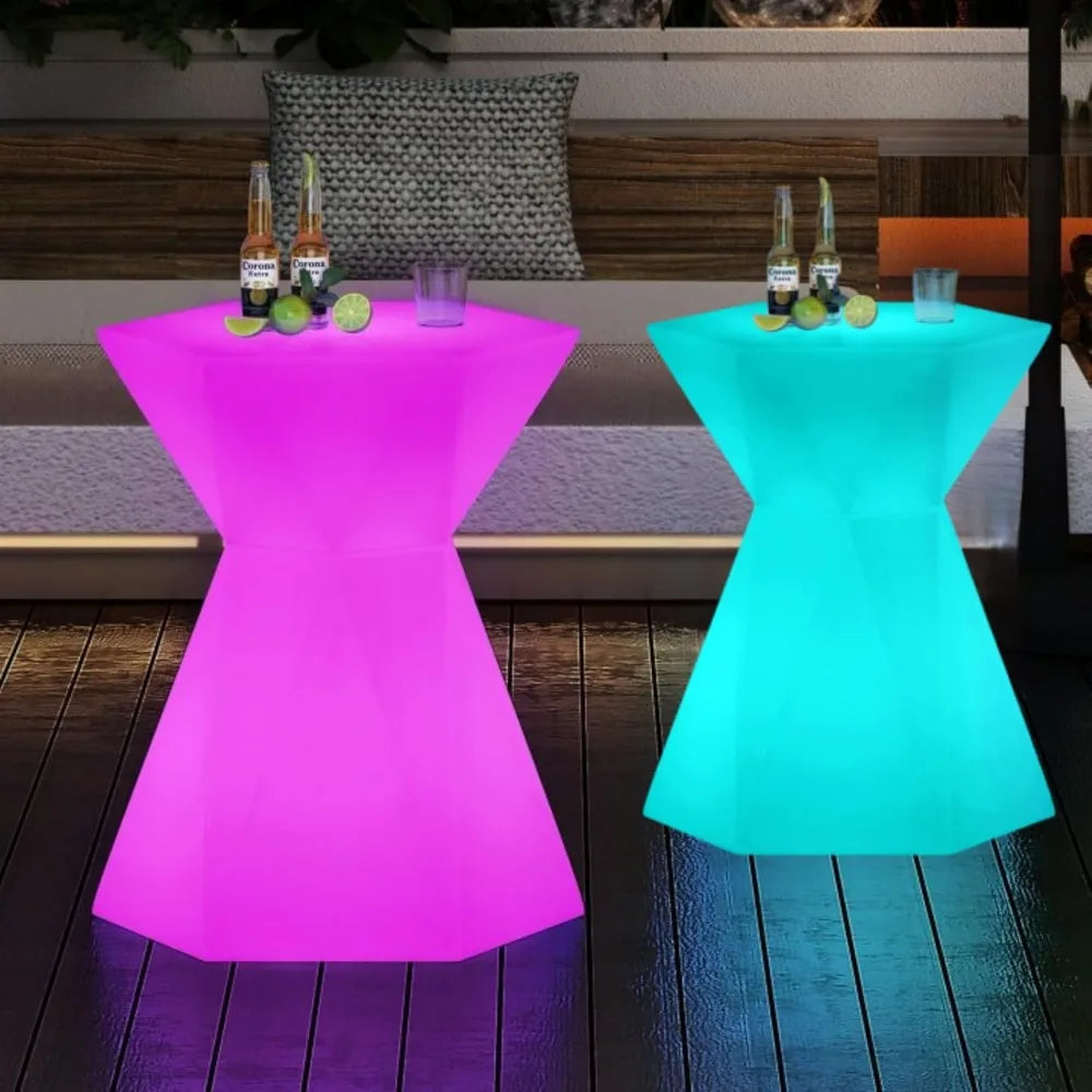 LED Cocktail Table with Multi-Colored Lights and Remote Waterproof