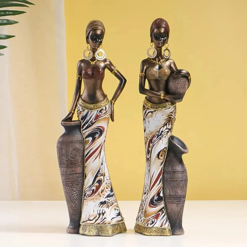 Black African Woman Statues Modern Decor