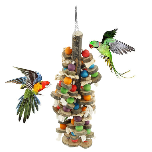 Wooden Parrot Chewing Blocks Tearing Toys