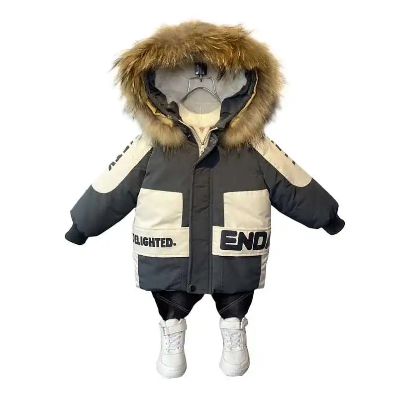 Fur Collar Hooded Cotton Jacket Boys 2-8Years
