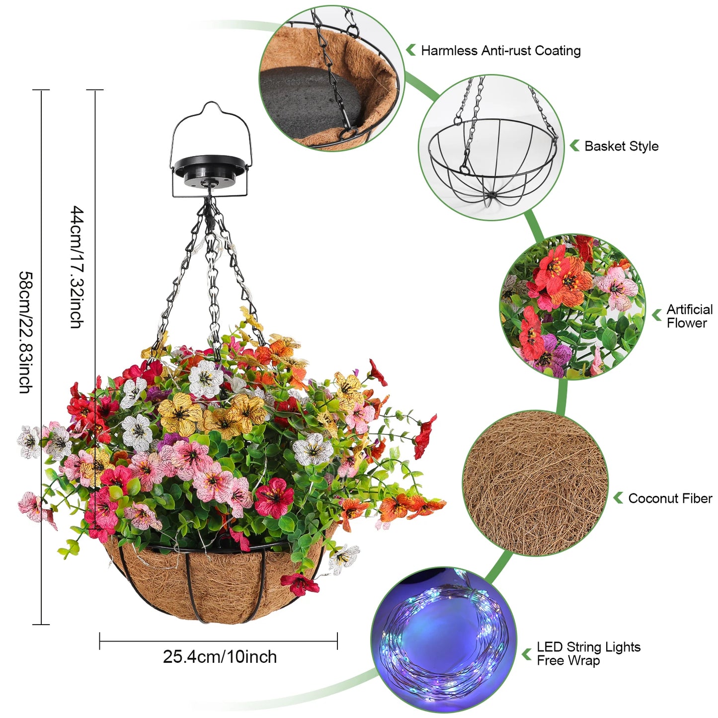 Solar-Powered Hanging Flower Basket
