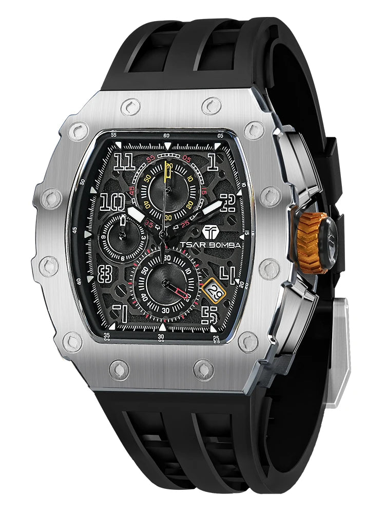 Waterproof Quartz Chronograph Rectangle Wristwatch