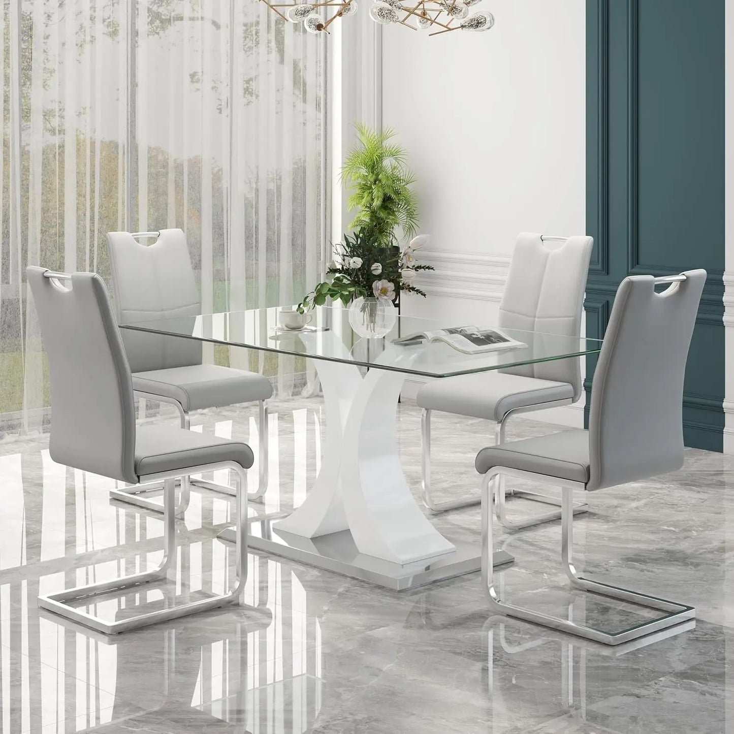 Modern Luxury Glass Dining Table For 4-6