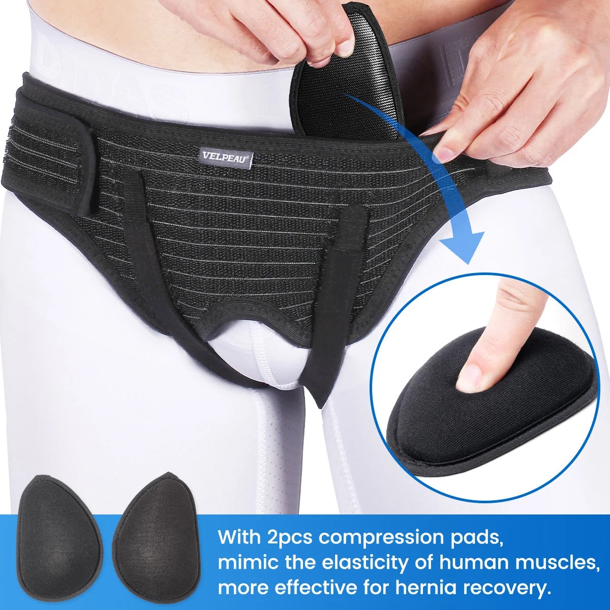 Adjustable Hernia Belt Support with 2 Compression Pads