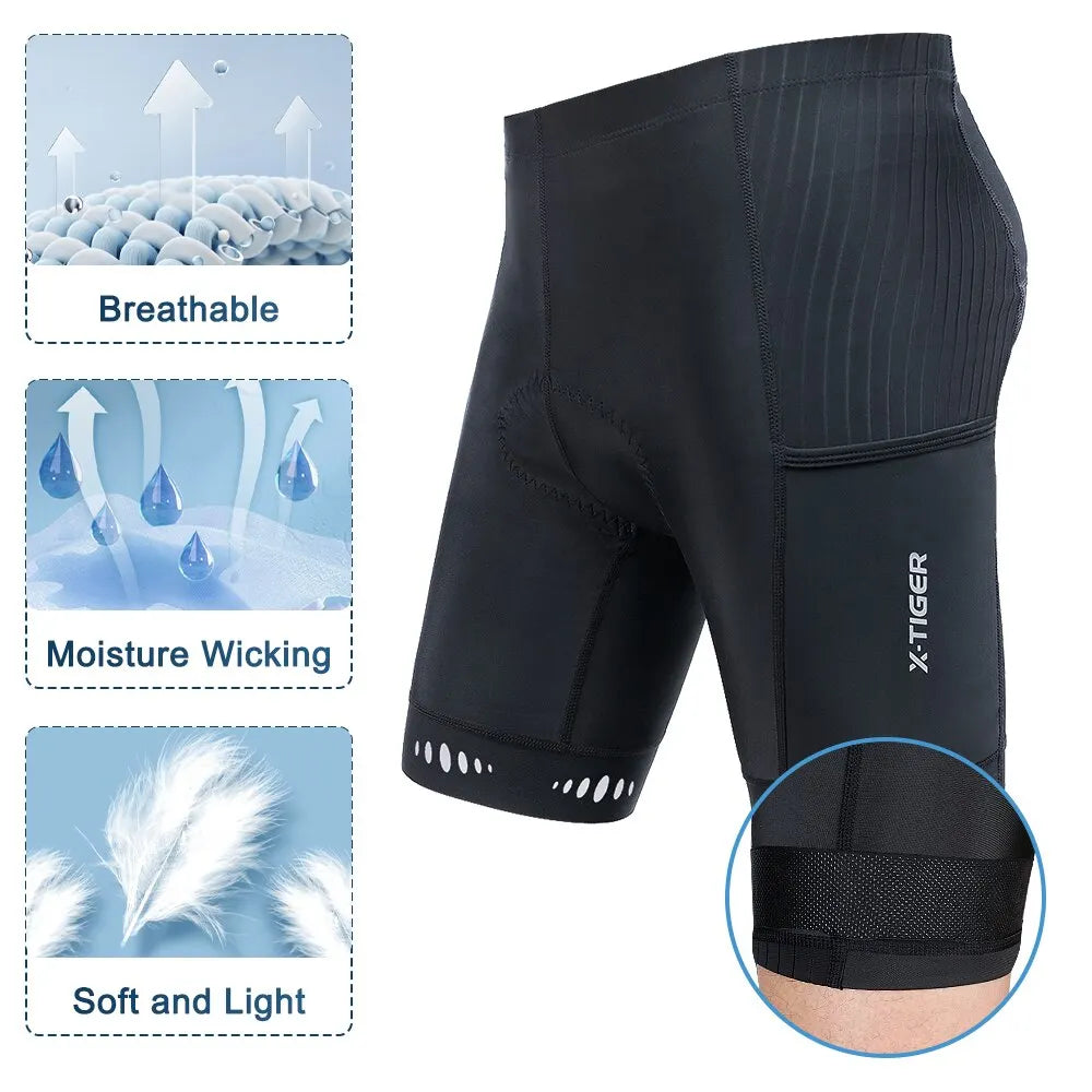 X-TIGER Men Cycling Shorts with Back Pocket