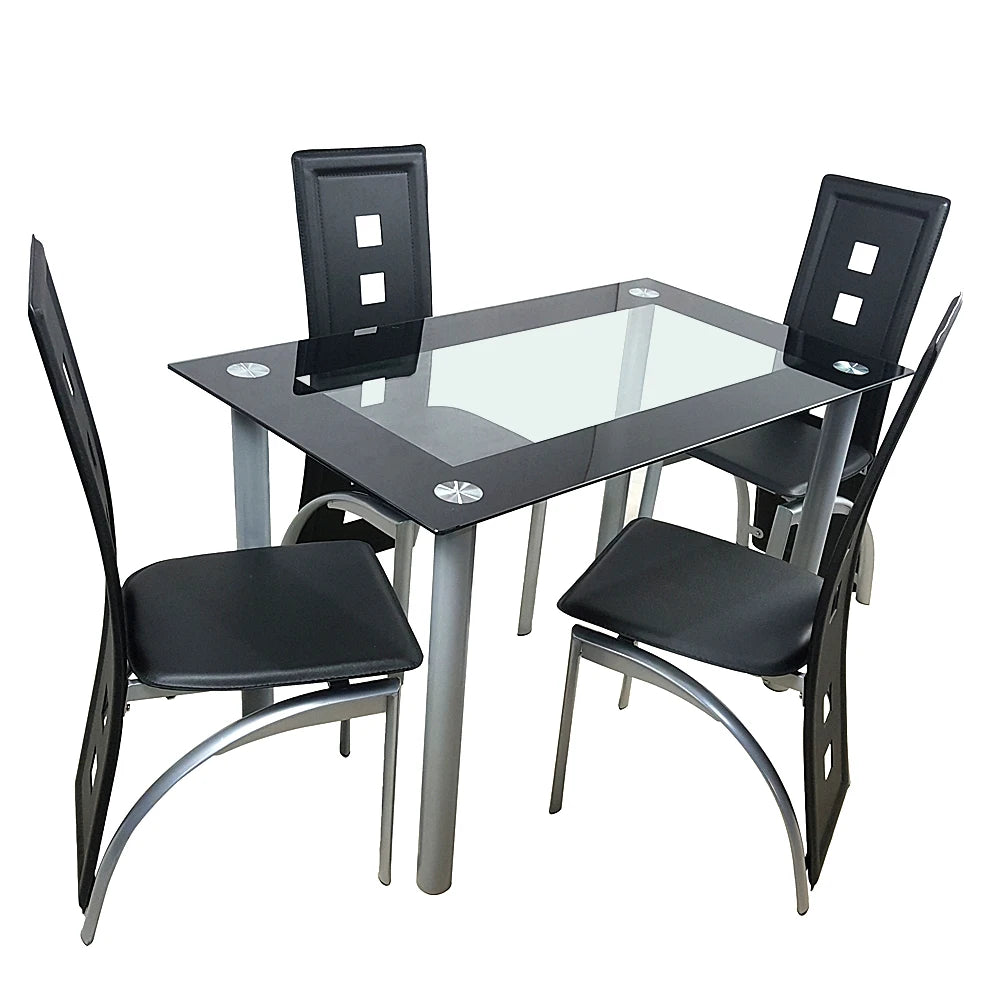 5 Pieces Dining Table Set for 4, Kitchen Room Tempered Glass