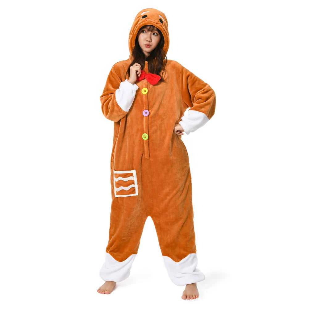 Gingerbread Man Onesie Pajamas Women Men Adult