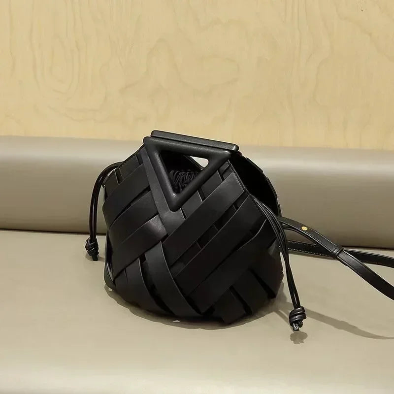 High Fashion Top-Handle Woven Shoulder Bag