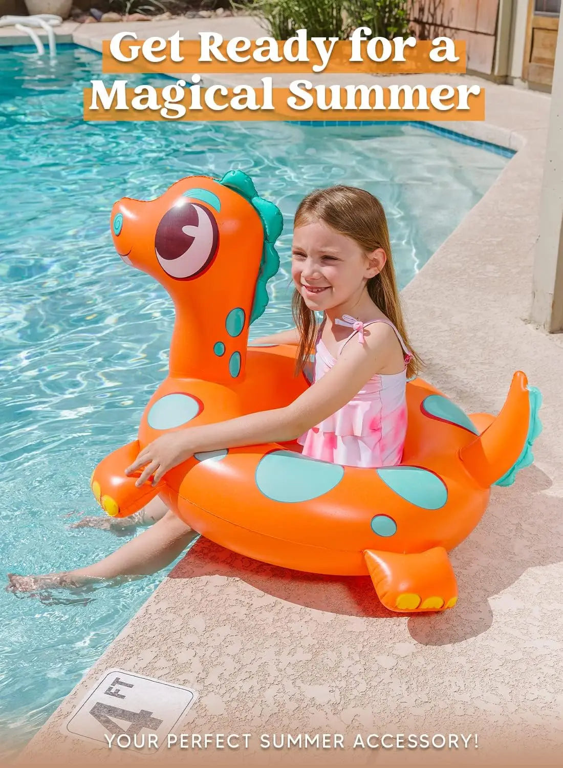 3-Pack Inflatable Pool Floats Dinosaur Sea Turtle Dolphin