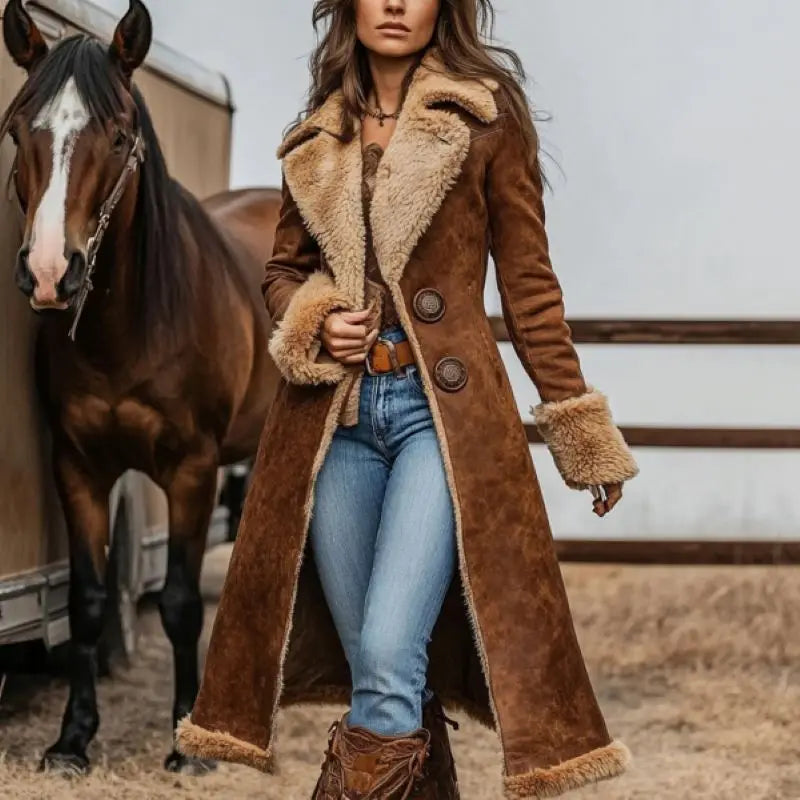 Denim Western Retro Sherpa Lined Outerwear