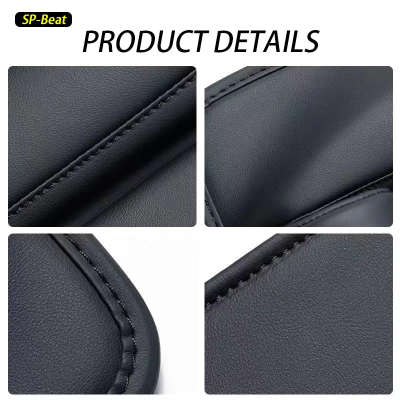 Leather car seat side storage box with cup holder