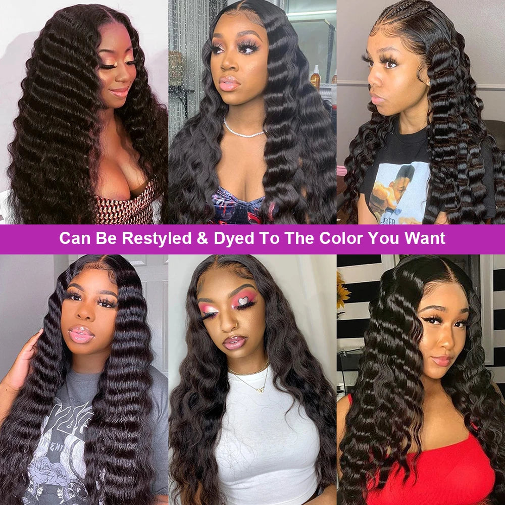 HD Human Hair 250 Density Brazilian Water Curly Nature Wave Lace Frontal Wigs