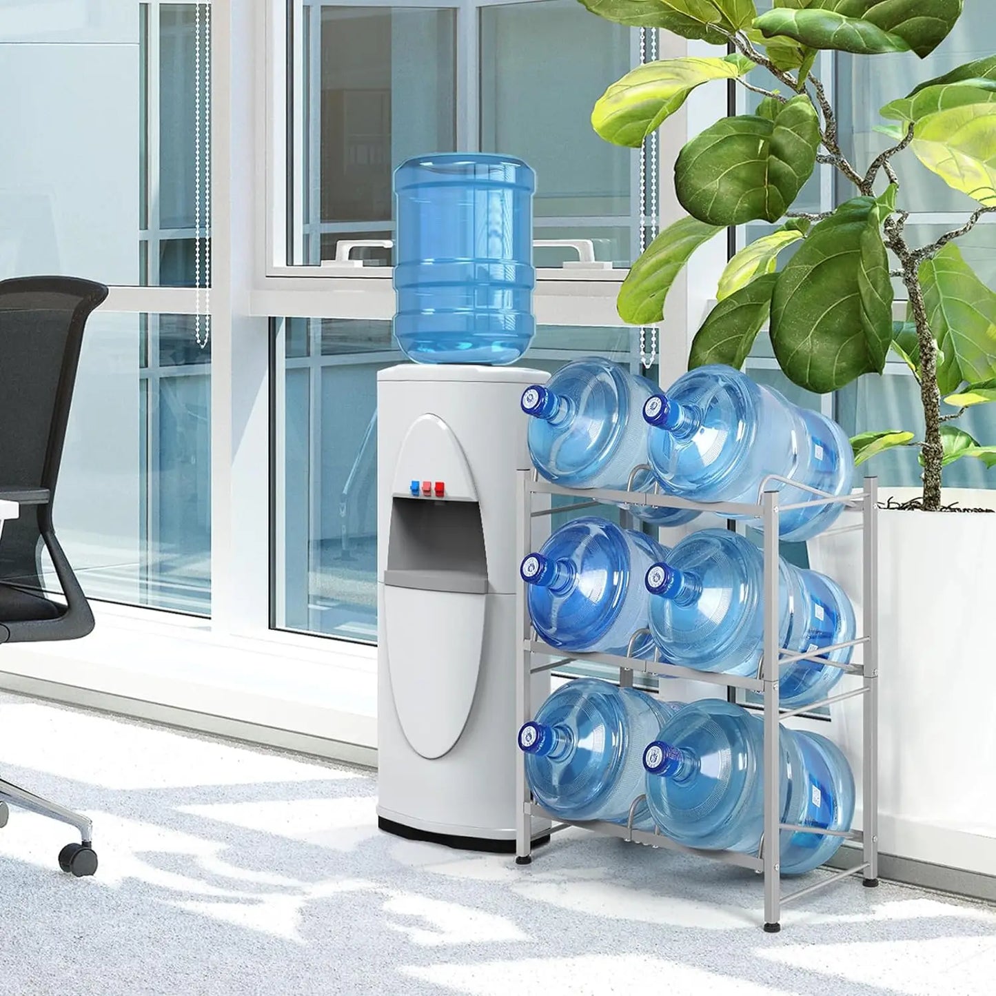 5-Gallon 3-Layer Water Bottle Holder for 6 Bottles with a Lift