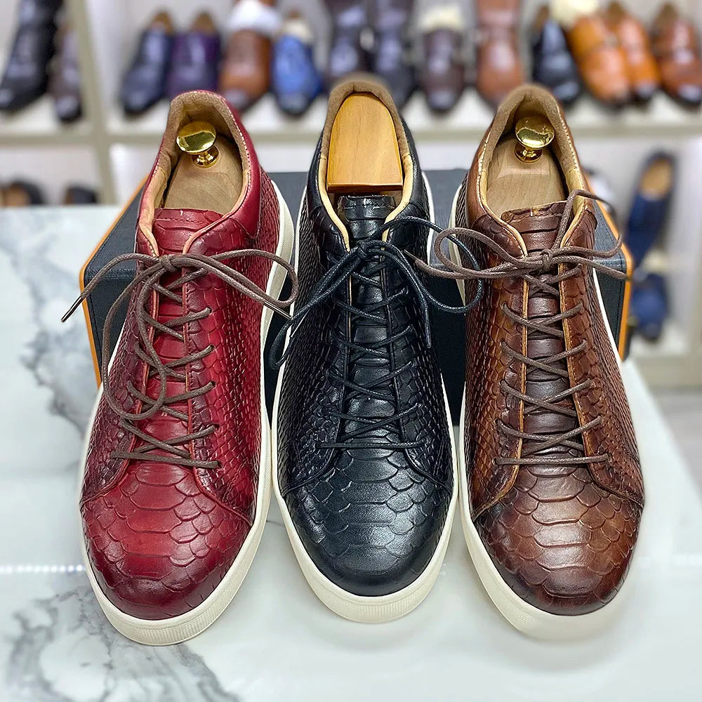 Large Size Derby Casual Shoes Genuine Leather Lace-Up