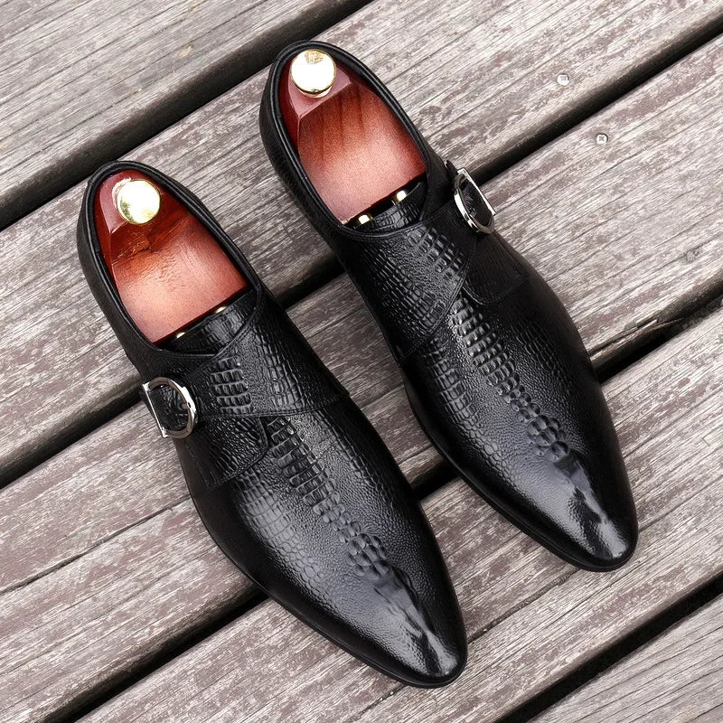 Handmade Genuine Leather Crocodile Pattern Loafers