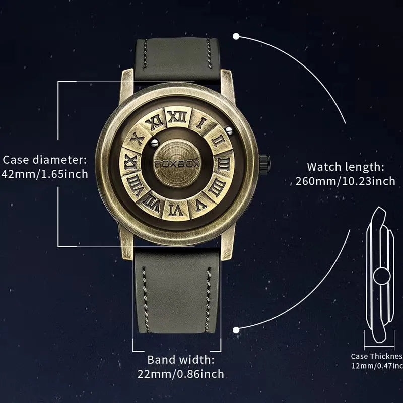 Scrolling Iron Ball Magnetic Pointer Waterproof Wristwatch