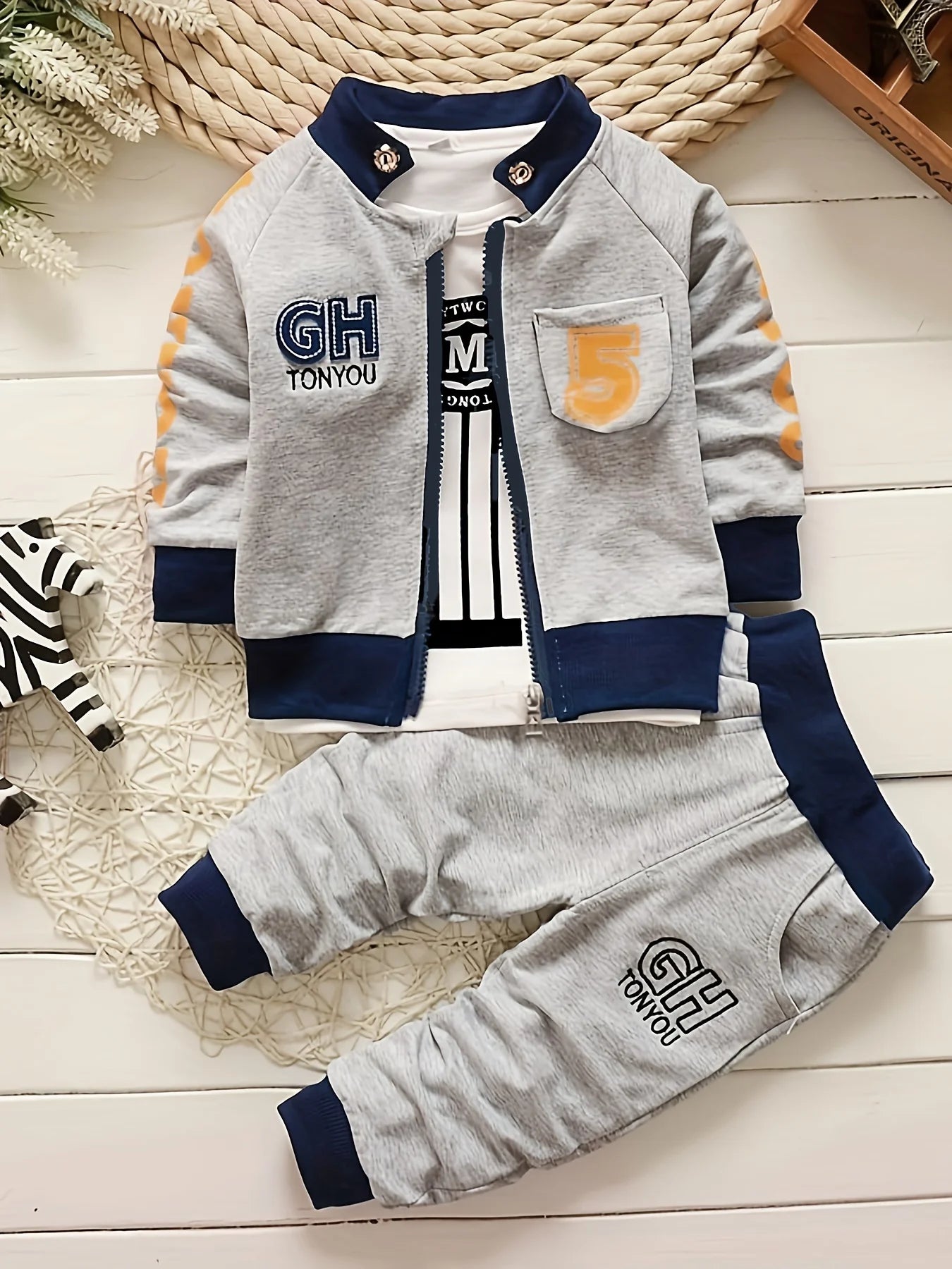 Toddler Boys Loose Sports Pants 3-Piece Set