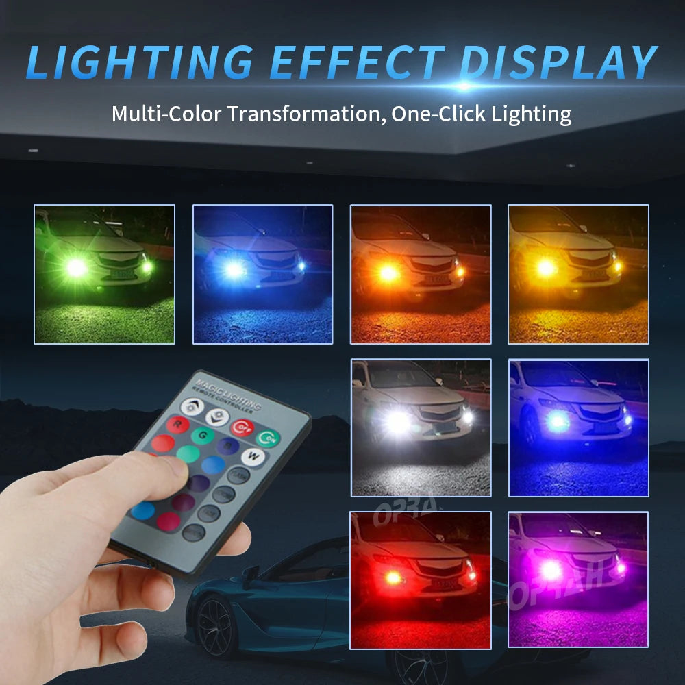 2pcs LED RGB Colorful 5050 H1 Front Fog Lights w/Remote