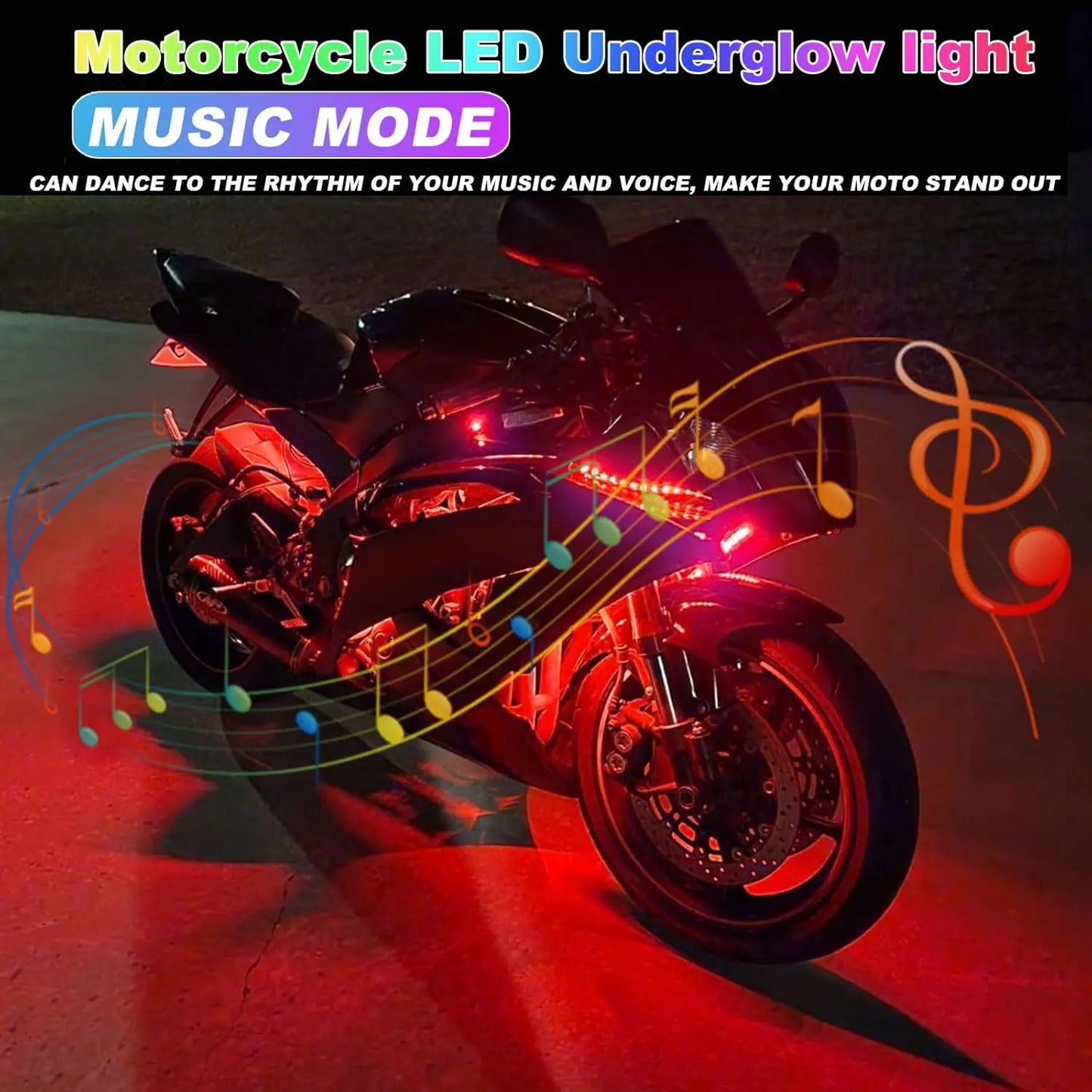 8/12pcs RGB Motorcycle LED Underglow Strip Light App Remote Multi-Color