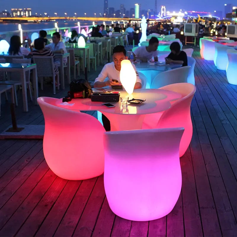Party Decoration LED Luminous Plum Blossom Table Chair Outdoor